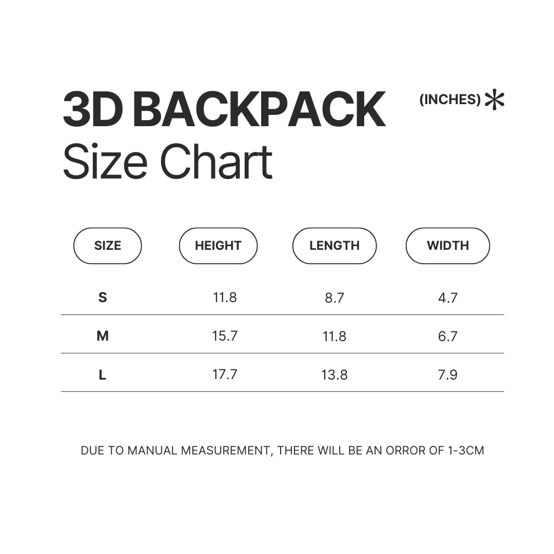 3D Backpack Size Chart - The Dragon Prince Store