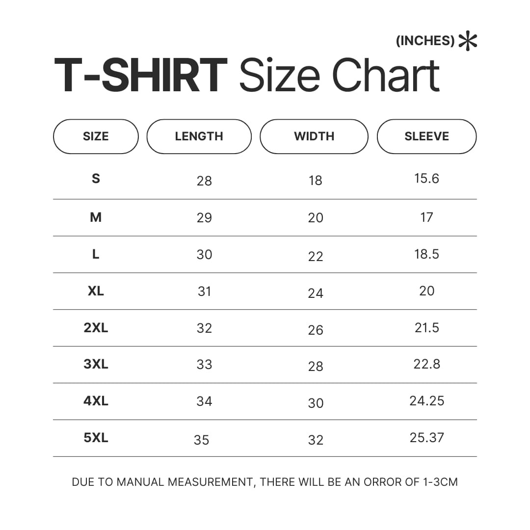T shirt Size Chart - The Dragon Prince Store